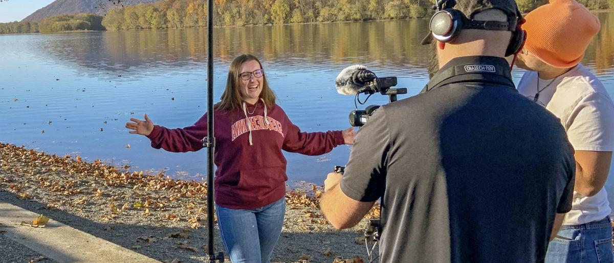 Image of videographers filming students for Amazon Prime's The College Tour.